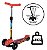 Patinete Infantil Vermelho Portátil 3 Rodas e Freio - DM Toys - Imagem 1