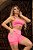 CJSH33005 - Conj. Short e Top Poliamida Canelado Rosa com bolso - Imagem 1