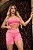 CJSH33005 - Conj. Short e Top Poliamida Canelado Rosa com bolso - Imagem 4