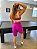 CJSH34002 - Conj. Short e Top Poliamida Brocado Roxo com cinto fake - Imagem 2