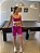 CJSH34002 - Conj. Short e Top Poliamida Brocado Roxo com cinto fake - Imagem 3