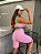 CJSH34004 - Conj. Short e Top Poliamida Brocado Rosa Candy com cinto fake - Imagem 2