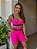 CJSH34005 - Conj. Short e Top Poliamida Brocado Pink com cinto fake - Imagem 2