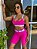 CJSH34006 - Conj. Short e Top Poliamida Brocado Rosa Seco com cinto fake - Imagem 1