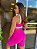 CJSH34006 - Conj. Short e Top Poliamida Brocado Rosa Seco com cinto fake - Imagem 3