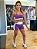 CJSH34009 - Conj. Short e Top Poliamida Suplex Empina BumBum Lilás/Creme - Imagem 1