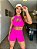 CJSH34011 - Conj. Short e Top Poliamida Brocado Empina BumBum Pink com ajuste no cós - Imagem 1