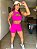 CJSH34011 - Conj. Short e Top Poliamida Brocado Empina BumBum Pink com ajuste no cós - Imagem 3