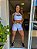 CJSH34012 - Conj. Short e Top Poliamida Brocado Empina BumBum Branco com ajuste no cós - Imagem 1