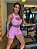CJSH34013 - Conj. Short e Top Poliamida Brocado Empina BumBum Rosa Candy com ajuste no cós - Imagem 1