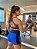 CJSH34015 - Conj. Short e Top Poliamida Brocado Azul/Preto com ajuste na lateral - Imagem 3
