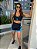 CJSH34019 - Conj. Short e Top Poliamida Brocado Empina BumBum Preto/Azul com bolso - Imagem 1