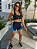 CJSH34019 - Conj. Short e Top Poliamida Brocado Empina BumBum Preto/Azul com bolso - Imagem 3