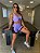 CJSH34020 - Conj. Short e Top Poliamida Brocado Empina BumBum Lilás/Preto com bolso - Imagem 1