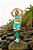 CJ36005 - Conj. Calça e Top Bege, Verde & Preto Empina BumBum Poliamida Suplex  Canelado com Tule - Imagem 1