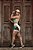 CJSH37014 - Conj. Short e Top Poliamida Suplex Canelado Bege e Verde com Tule - Imagem 3