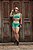 CJSH37014 - Conj. Short e Top Poliamida Suplex Canelado Bege e Verde com Tule - Imagem 4