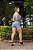 CJSH37017 - Conj. Short e Top Poliamida Brocado Azul com Bolso - Imagem 4