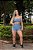 CJSH37017 - Conj. Short e Top Poliamida Brocado Azul com Bolso - Imagem 1