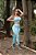 CJ37003 - Conj Calça e Top Poliamida Canelado Azul Candy com ajuste no cós - Imagem 1