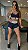CJSH38003 - Bege e Preto - Conj. Short e Top Poliamida  Suplex com tule - Imagem 1