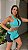 CJSH38005 - Verde Água e Preto - Conj. Short e Top Poliamida Brocado com tule - Imagem 1