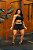 CJSH42002 - Conj. Short e Top Preto Poliamida Brocado - Imagem 5