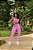 CJ44004 - Rosa Claro - Conj. Calça e Top Poliamida Brocado Levanta BumBum - Imagem 1