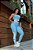 CJ46015 - Conj. Calça e Top Poliamida Suplex Brocado com Bolso - Azul e Branco - Imagem 1
