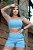 CJSH46001 - Conj. Short e Top Poliamida Canelado com Bolso - Azul Candy - Imagem 1
