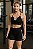 CJSH48001 - Conjunto de Shorts e Top Poliamida Brocado Preto com Branco - Imagem 2