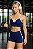 CJSH48003 - Conjunto de Shorts e Top Poliamida Brocado Azul Marinho com Branco - Imagem 2