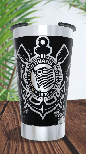 Copo Térmico  Corinthians 473 ml com Gravação a Laser 360° - Imagem 4