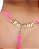 Calcinha Plus Size Fio Dental Rosa Neon Renda Frases com Strass - Imagem 4