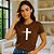 Baby Look Feminina Cristã Marrom Foi Por Amor - Imagem 3
