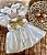 Vestido Social Branco com Laço Dourado Tam.G 6-12m - Imagem 1