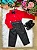 Conjunto Social Encanto Linho Vermelho e Preto - Imagem 1