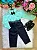 Conjunto Social Encanto Linho Verde Calça Preta - Imagem 1