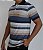 CAMISA POLO PREMIUM LISTRADA AZUL / CAQUI EDGE - Imagem 2
