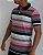 CAMISA POLO PREMIUM LISTRADA ROSA / CAQUI EDGE - Imagem 2