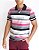 CAMISA POLO PREMIUM LISTRADA ROSA / CAQUI EDGE - Imagem 1