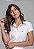 CAMISA FEMININA SOCIAL MANGA CURTA MICRO ESTAMPA BRANCA - Imagem 4