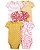 Kit Body 5 Peças Flores Rosa/Mostarda - RN - Carter's - Imagem 1
