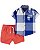 Conjunto 2 Peças Xadrez Azul/Coral - 9m (6 a 9 meses) - Carter's - Imagem 1