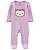 Pijama com pezinho Coruja Roxo - 9m (6 a 9 meses) - Carter's - Imagem 1