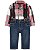Jardineira Jeans Body Xadrez - RN - Carter's - Imagem 1