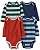 Kit Body 4 Peças Listrados e Azul/Vermelho - 6m (3 a 6 meses) - Carter's - Imagem 1