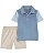 Conjunto 2 peças Listrado Bege/Azul - 6m (3 a 6 meses) - Carter's - Imagem 1