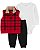 Conjunto 3 Peças Colete Xadrez Vermelho Boy - 9m (6 a 9 meses) - Carter's - Imagem 1