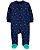 Pijama com pezinho Dino Pé Azul Marinho - 3m (1 a 3 meses) - Carter's - Imagem 1